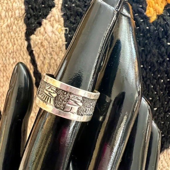 Native American Other - ❤️ Signed Elaine Becenti Story Teller Ring Size 9.5 Sterling Silver Unisex Band